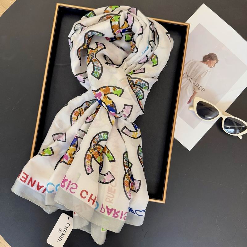 Chanel silk scarf 90-180cm E11 (6)