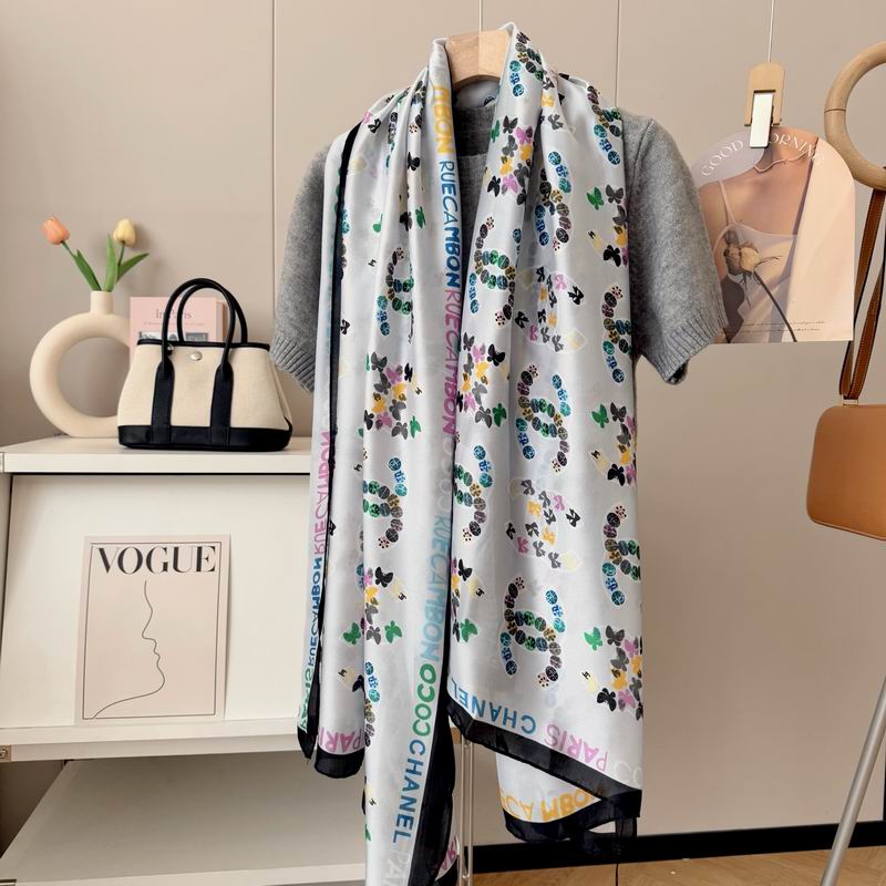 Chanel silk scarf 90-180cm E13 (5)