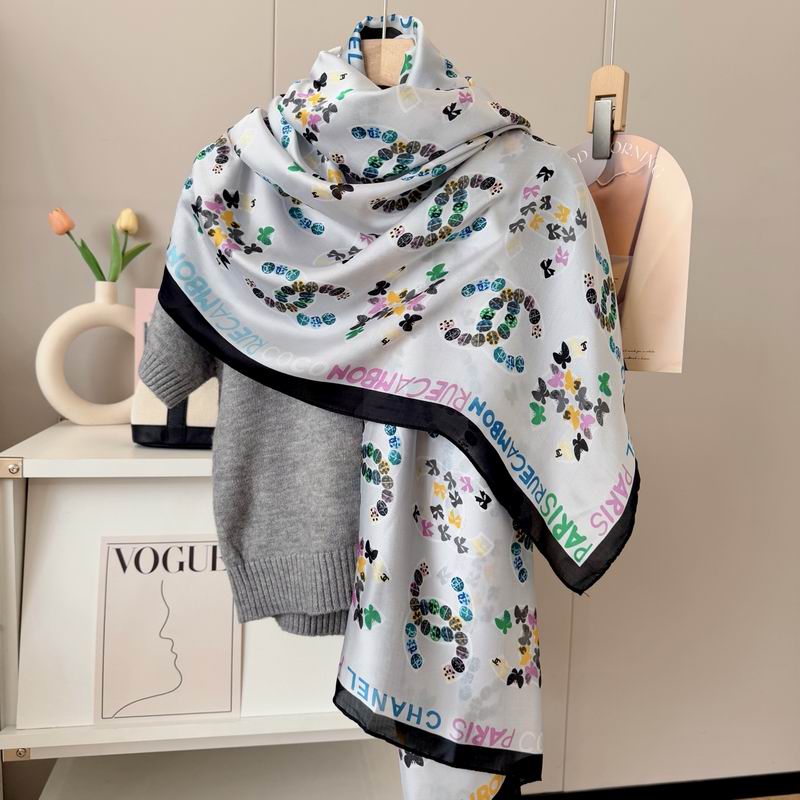 Chanel silk scarf 90-180cm E13 (6)
