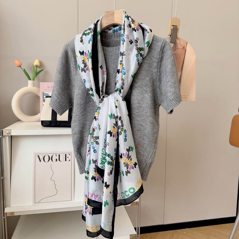 Chanel silk scarf 90-180cm E13 (7)