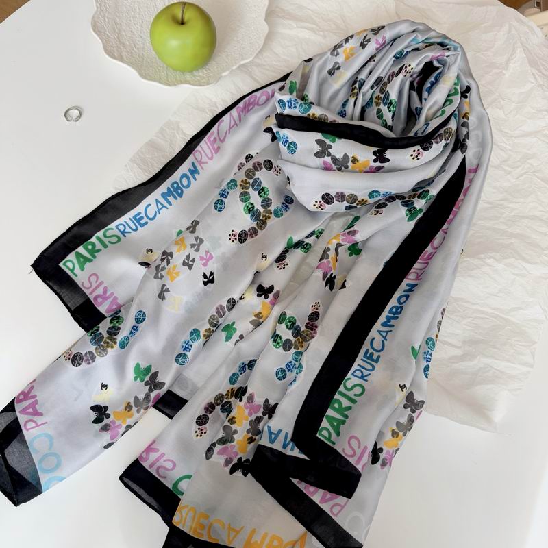 Chanel silk scarf 90-180cm E13 (8)