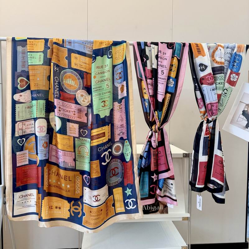 Chanel silk scarf 90-180cm E17 (1)