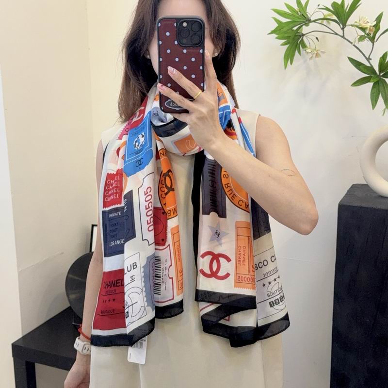 Chanel silk scarf 90-180cm E17 (10)