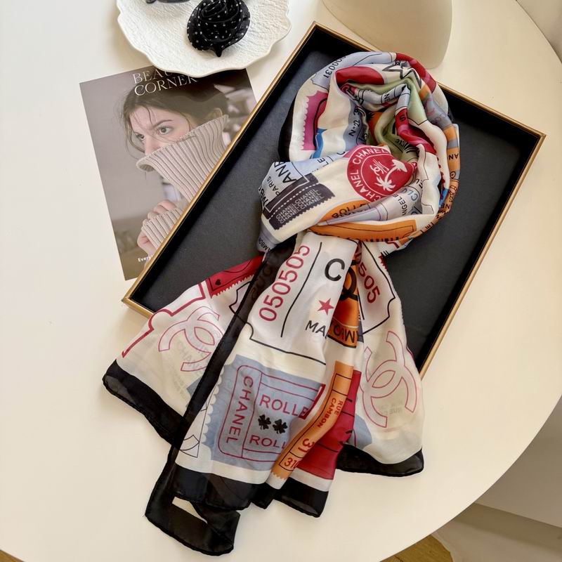 Chanel silk scarf 90-180cm E17 (12)