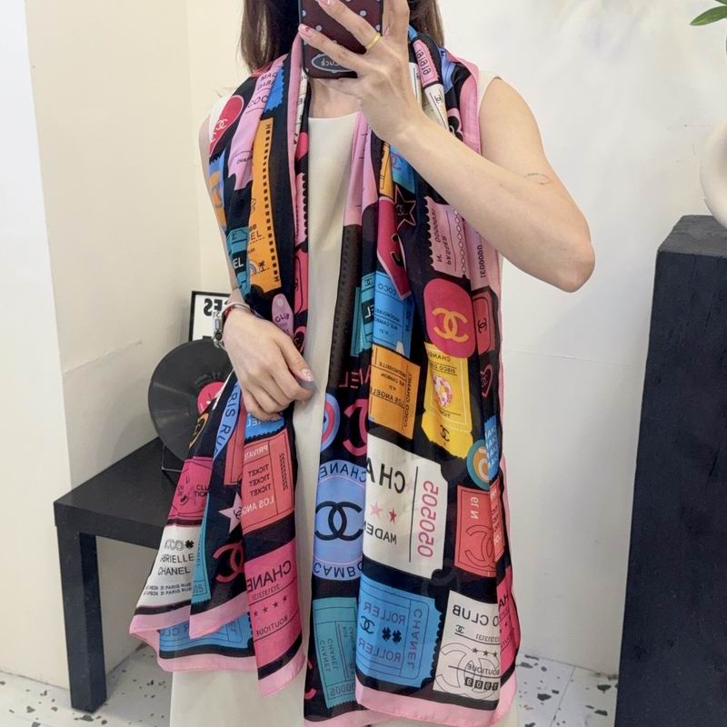 Chanel silk scarf 90-180cm E17 (14)