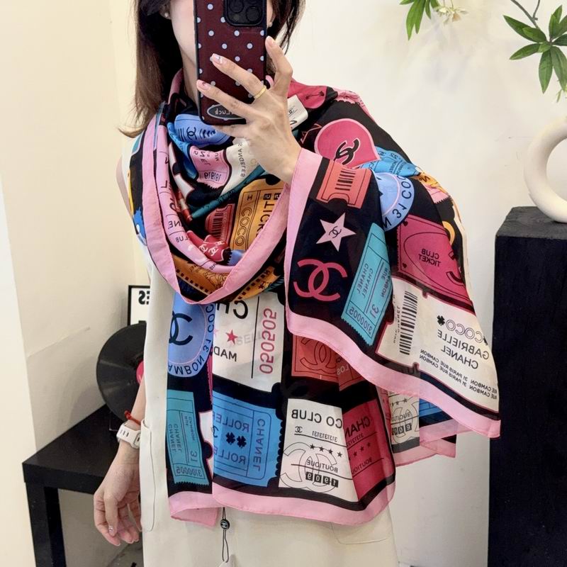 Chanel silk scarf 90-180cm E17 (15)