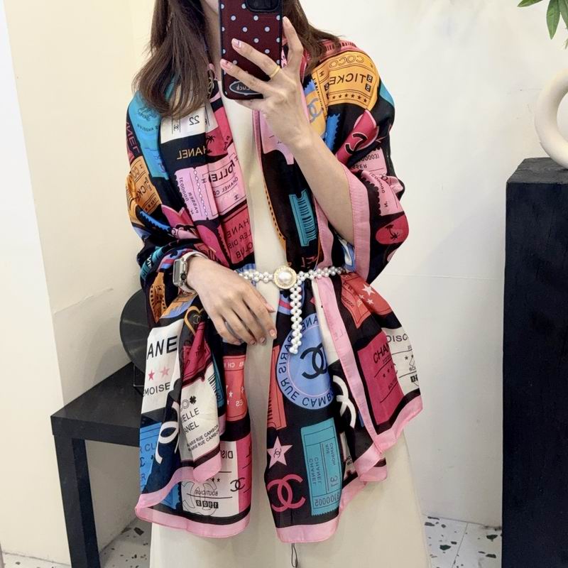 Chanel silk scarf 90-180cm E17 (16)