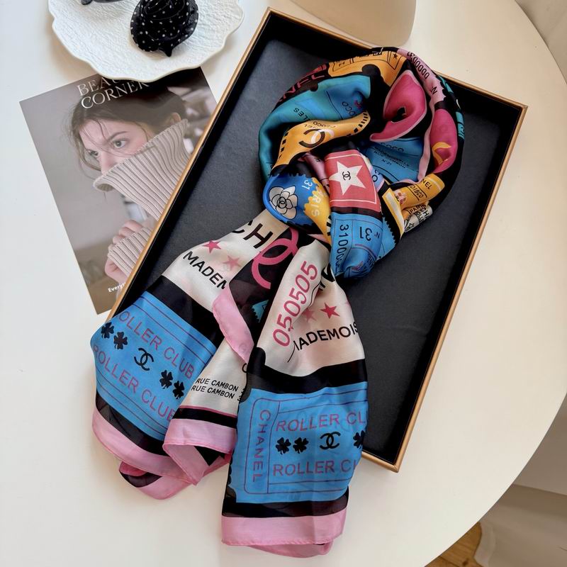Chanel silk scarf 90-180cm E17 (18)