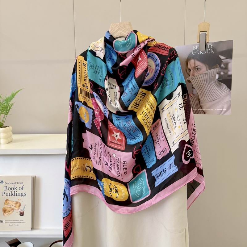 Chanel silk scarf 90-180cm E17 (19)
