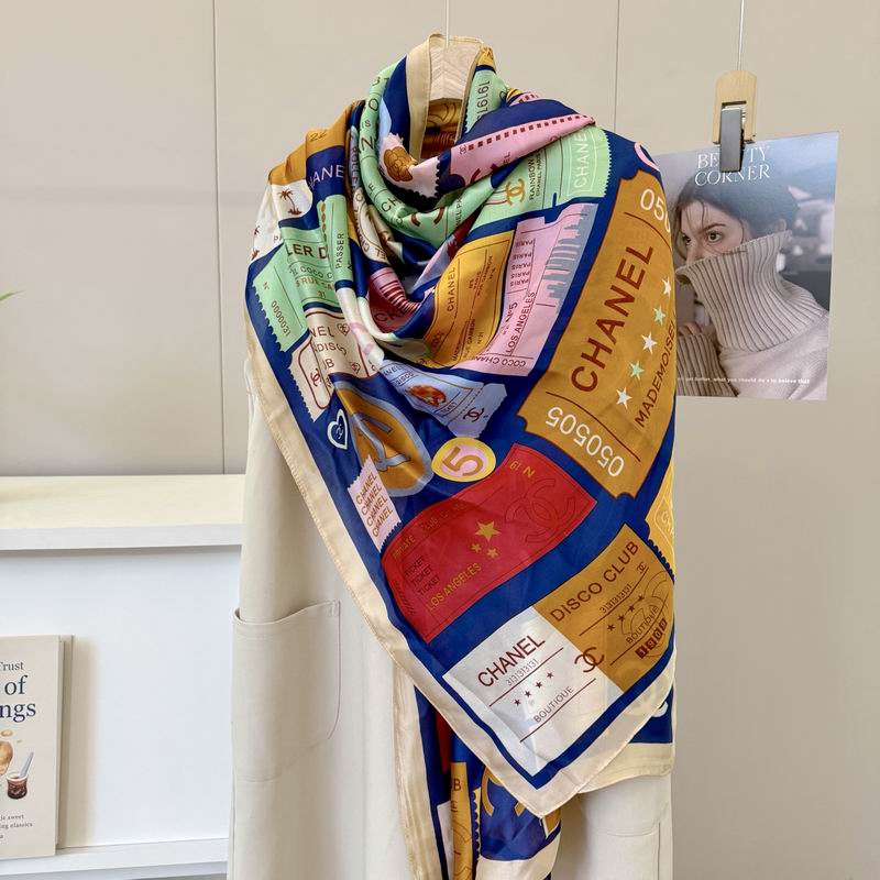 Chanel silk scarf 90-180cm E17 (2)