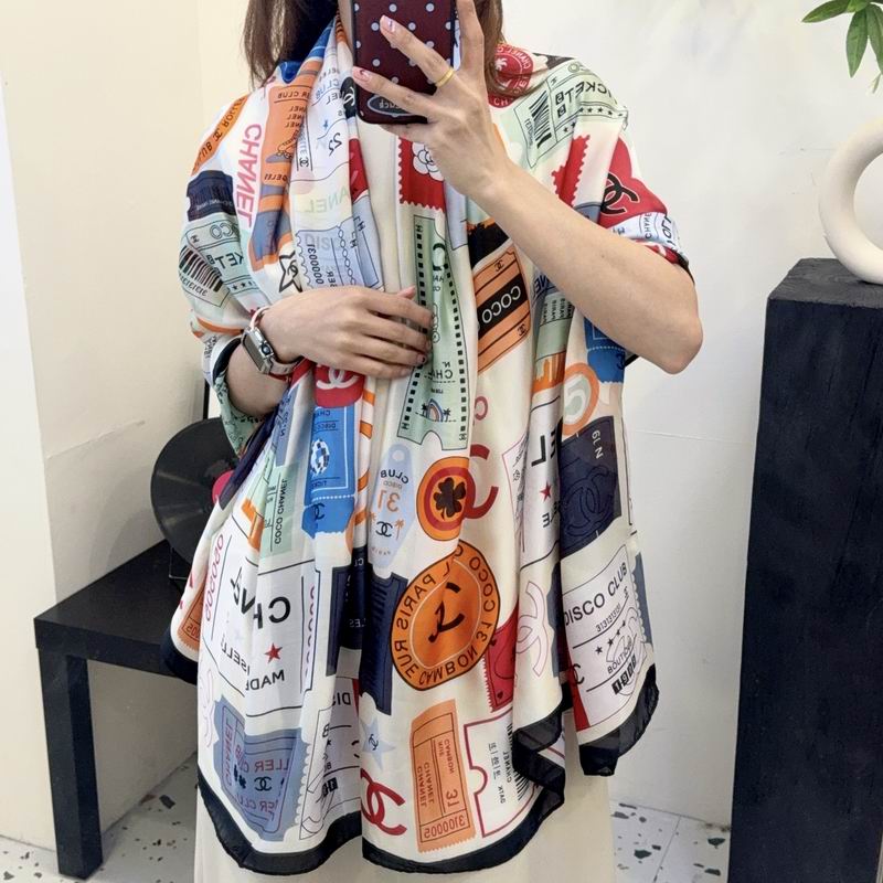 Chanel silk scarf 90-180cm E17 (8)