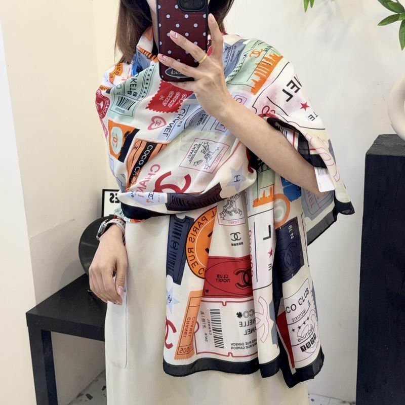 Chanel silk scarf 90-180cm E17 (9)