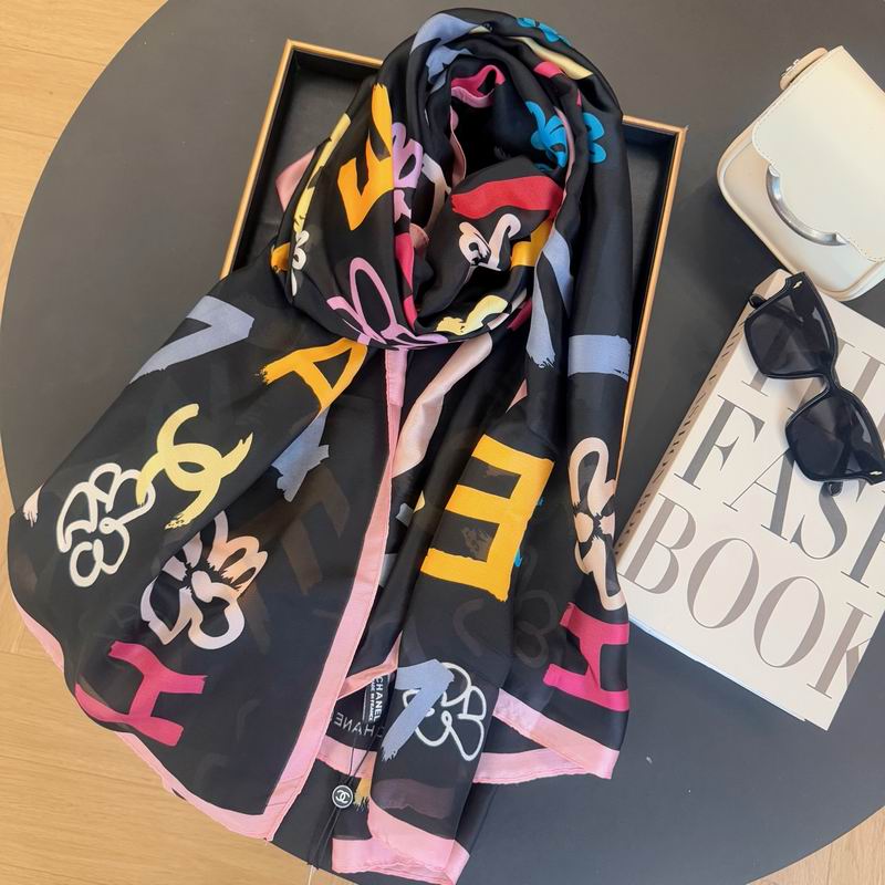 Chanel silk scarf 90-180cm E39 (11)