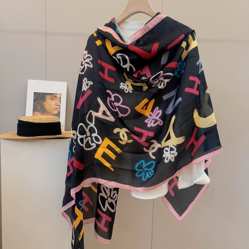 Chanel silk scarf 90-180cm E39 (12)