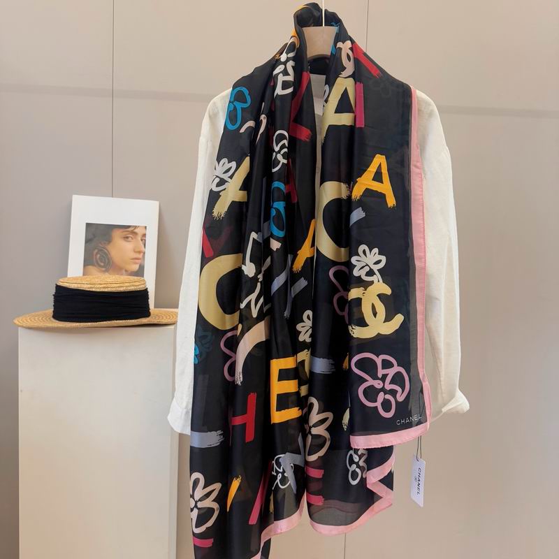 Chanel silk scarf 90-180cm E39 (13)