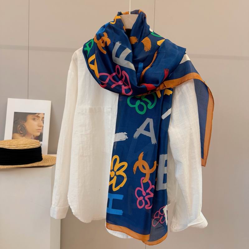 Chanel silk scarf 90-180cm E39 (18)