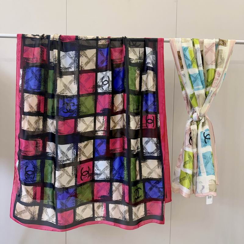 Chanel silk scarf 90-180cm E46 (1)