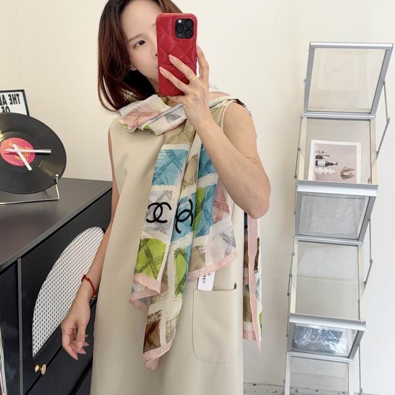 Chanel silk scarf 90-180cm E46 (9)