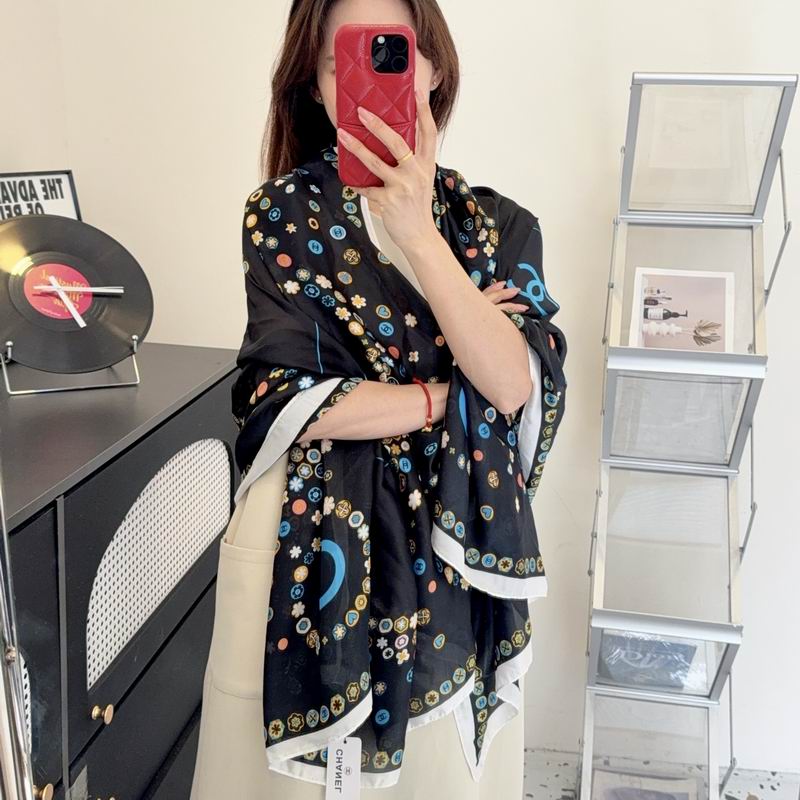 Chanel silk scarf 90-180cm E47 (8)