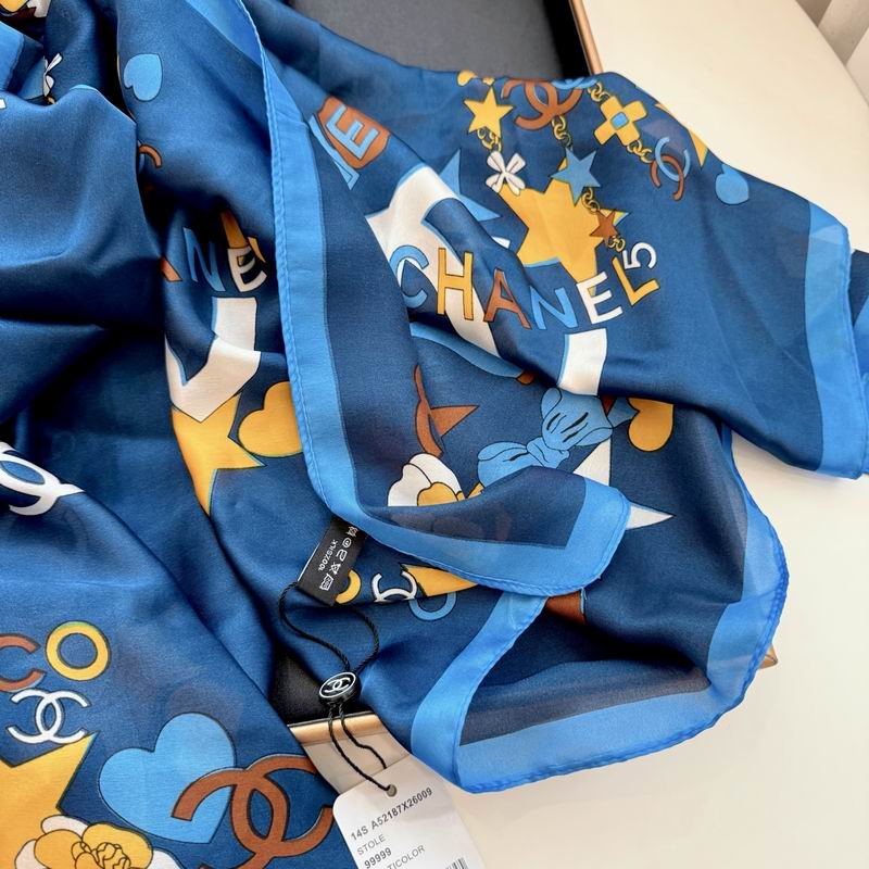 Chanel silk scarf 90-180cm E52 (12)