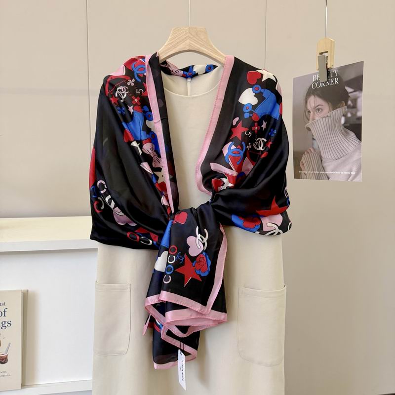 Chanel silk scarf 90-180cm E52 (14)
