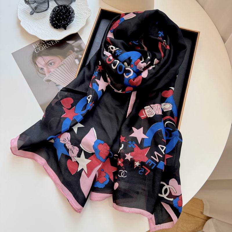Chanel silk scarf 90-180cm E52 (16)