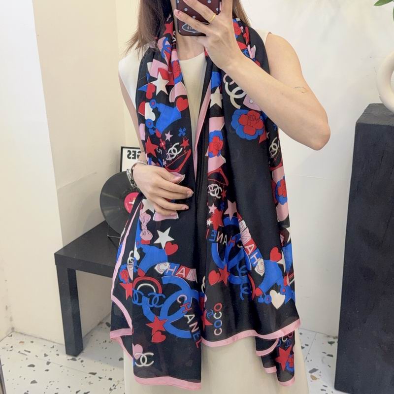 Chanel silk scarf 90-180cm E52 (18)