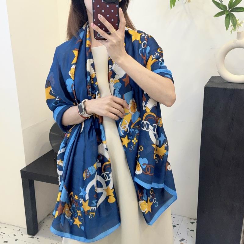 Chanel silk scarf 90-180cm E52 (8)
