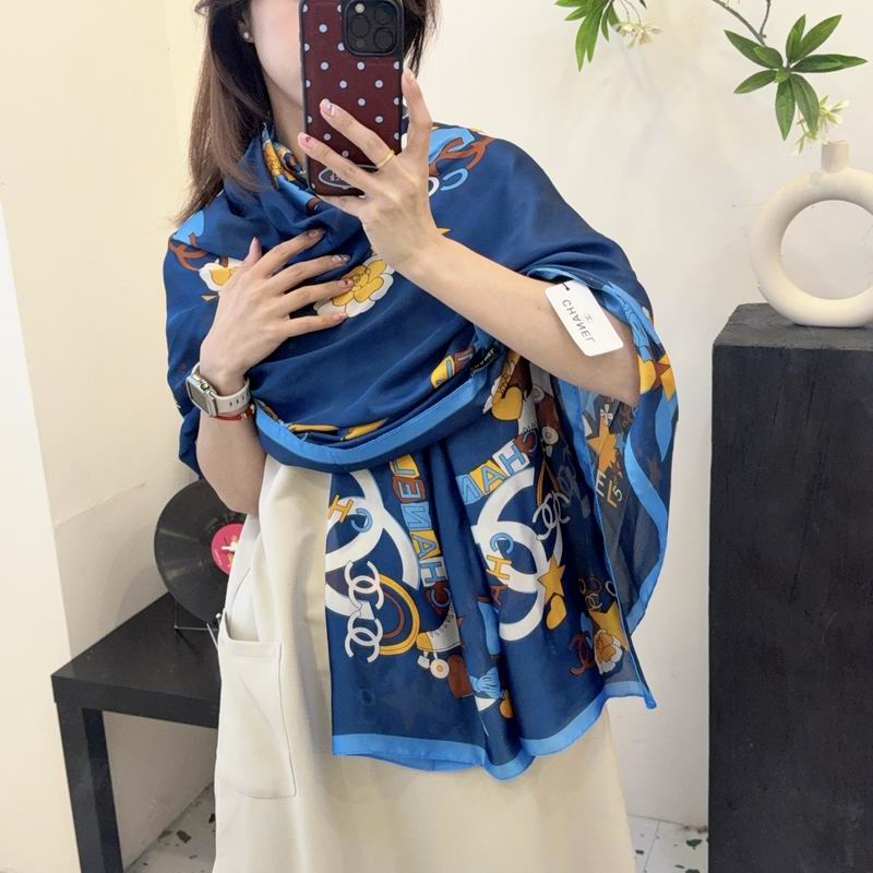 Chanel silk scarf 90-180cm E52 (9)