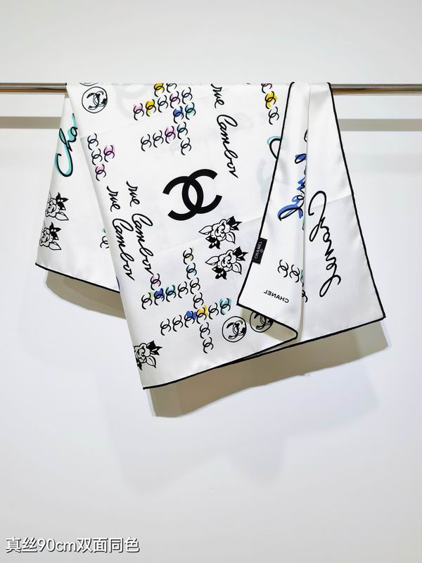 Chanel silk scarf 90X90cm E08 (14)