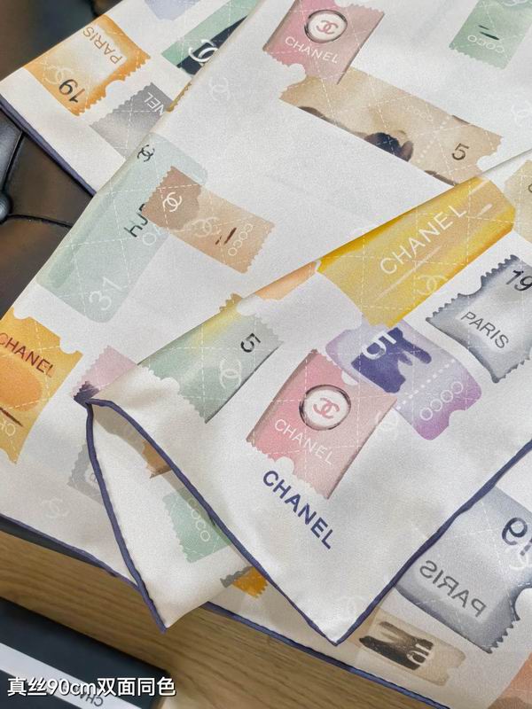 Chanel silk scarf 90X90cm E18 (5)
