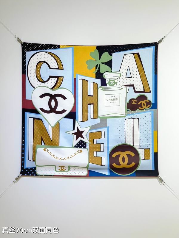 Chanel silk scarf 90X90cm E46 (10)