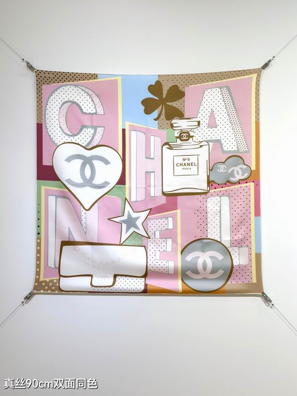 Chanel silk scarf 90X90cm E46 (30)