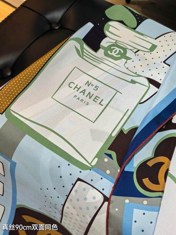 Chanel silk scarf 90X90cm E46 (7)