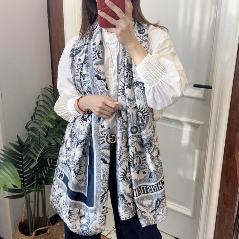 Dior silk scarf 90-180cm E09 (12)
