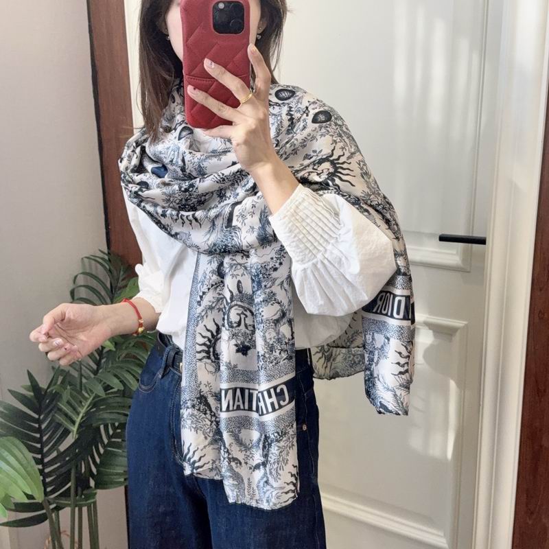 Dior silk scarf 90-180cm E09 (13)