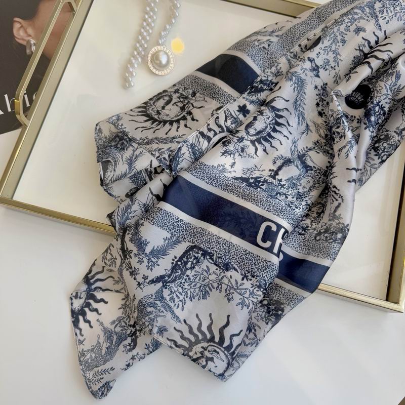 Dior silk scarf 90-180cm E09 (8)