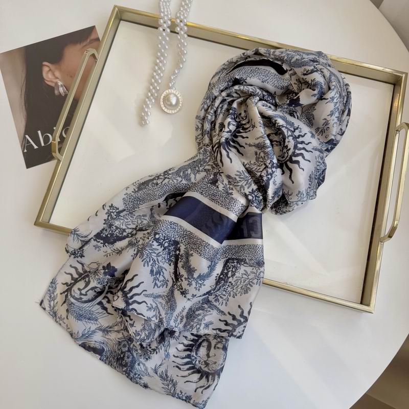 Dior silk scarf 90-180cm E09 (9)