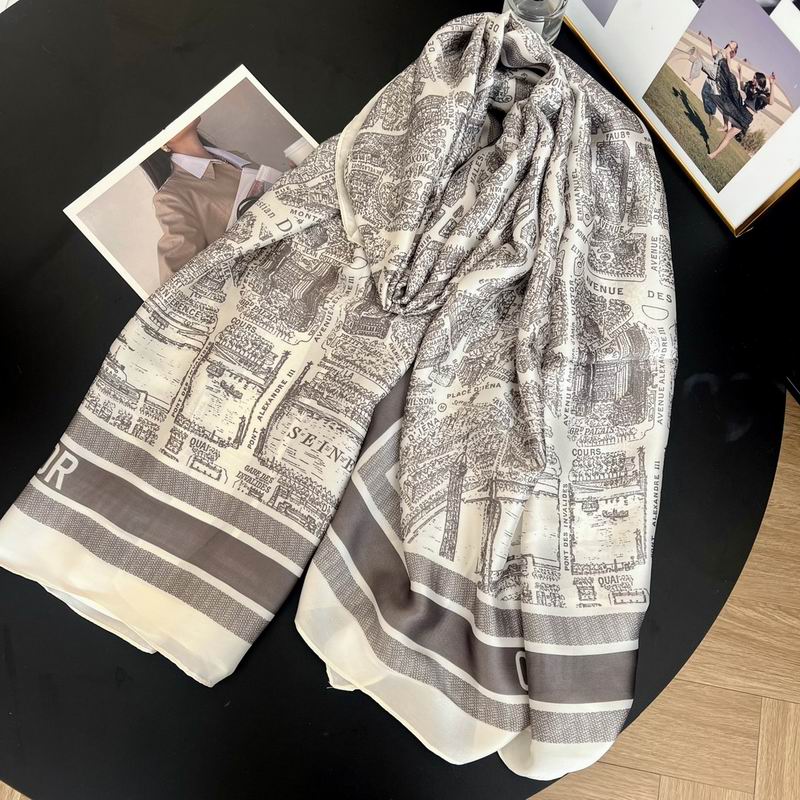 Dior silk scarf 90-180cm E36 (10)