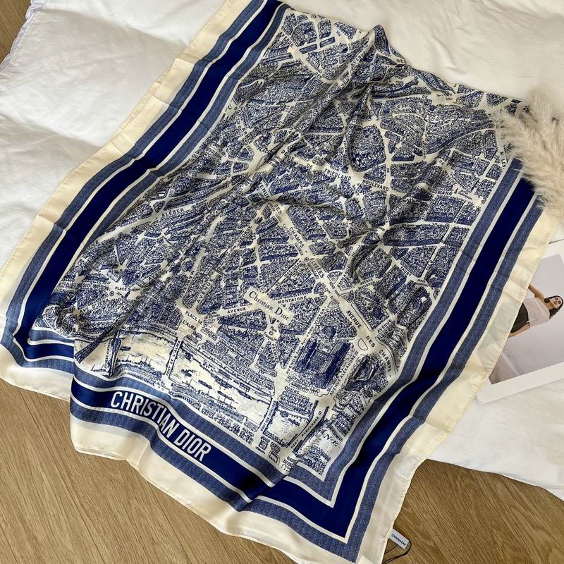 Dior silk scarf 90-180cm E36 (2)