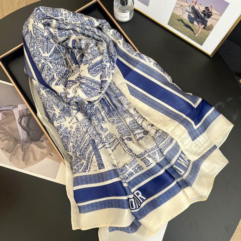 Dior silk scarf 90-180cm E36 (3)