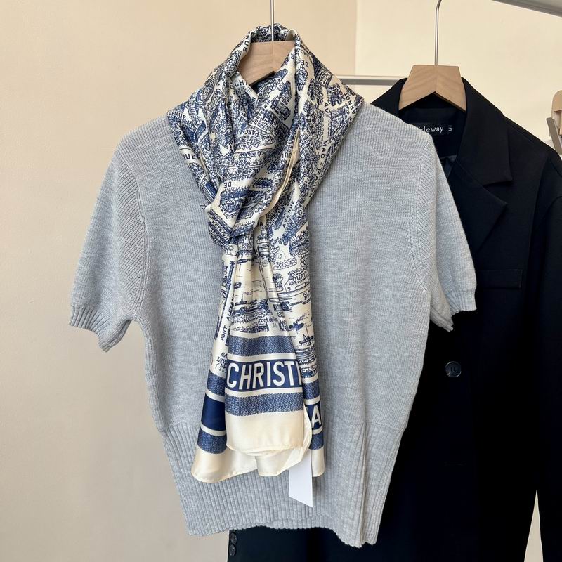 Dior silk scarf 90-180cm E36 (4)