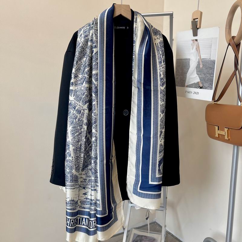 Dior silk scarf 90-180cm E36 (5)