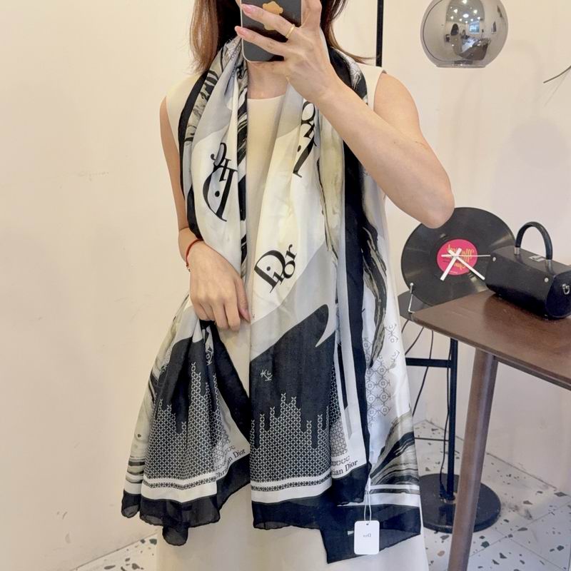 Dior silk scarf 90-180cm E37 (16)
