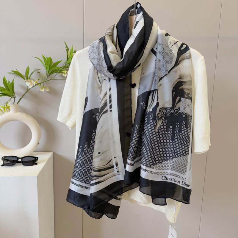 Dior silk scarf 90-180cm E37 (17)