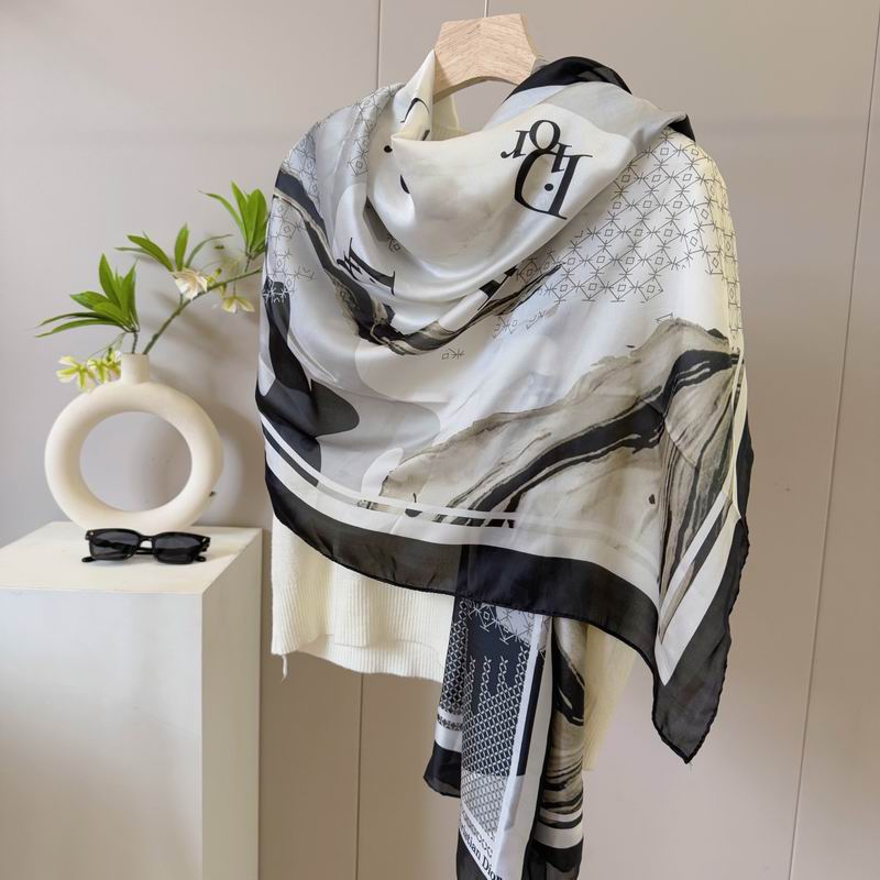Dior silk scarf 90-180cm E37 (18)