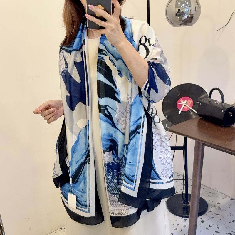 Dior silk scarf 90-180cm E37 (8)
