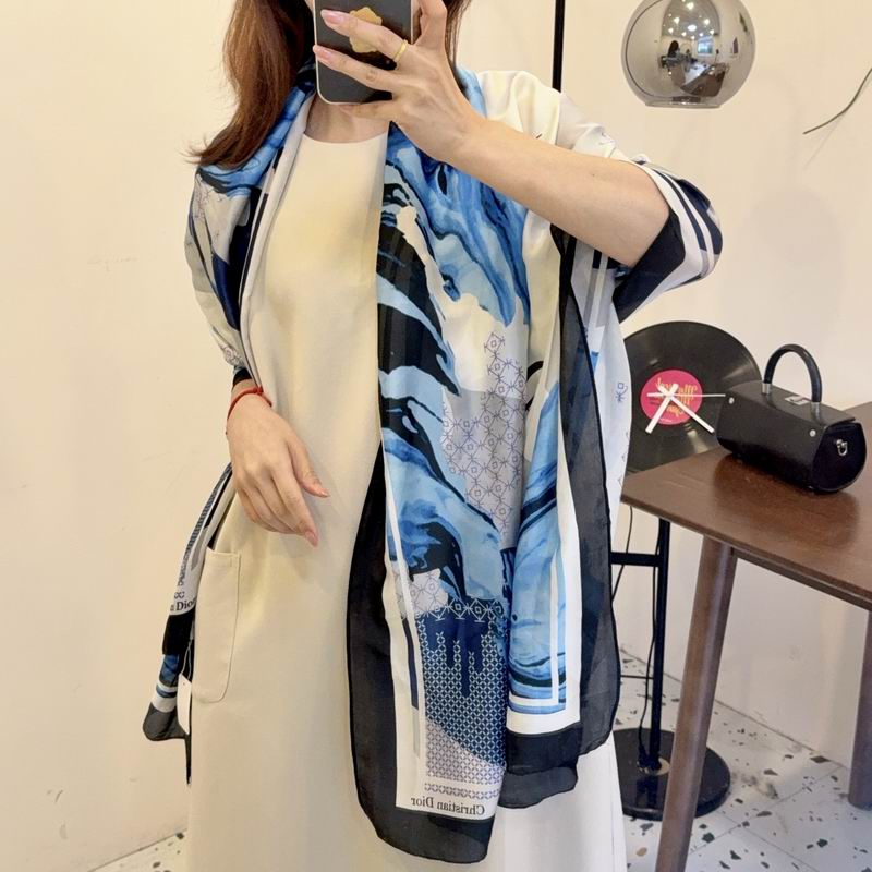 Dior silk scarf 90-180cm E37 (9)