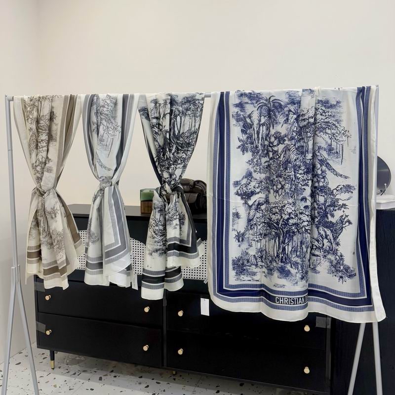 Dior silk scarf 90-180cm E48 (1)