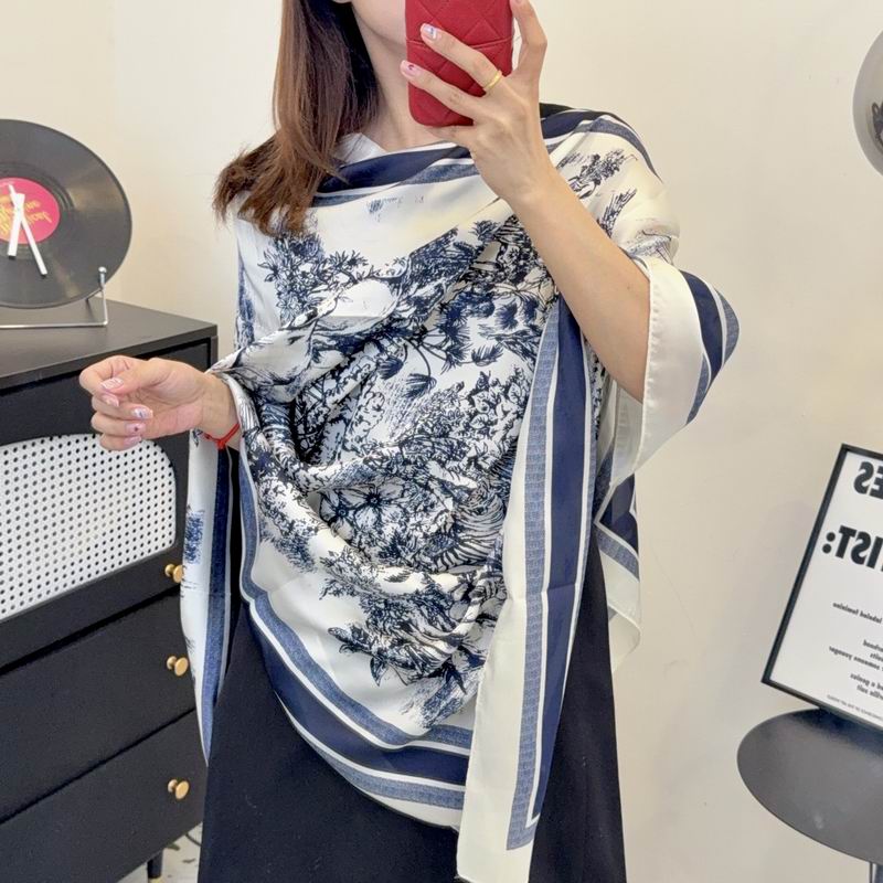 Dior silk scarf 90-180cm E48 (10)